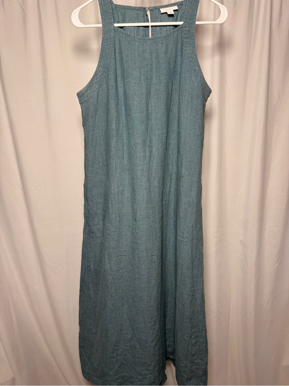 Pure Jill J. Jill Linen Maxi Dress Teal Blue Green Sleeveless Halter Neck Medium